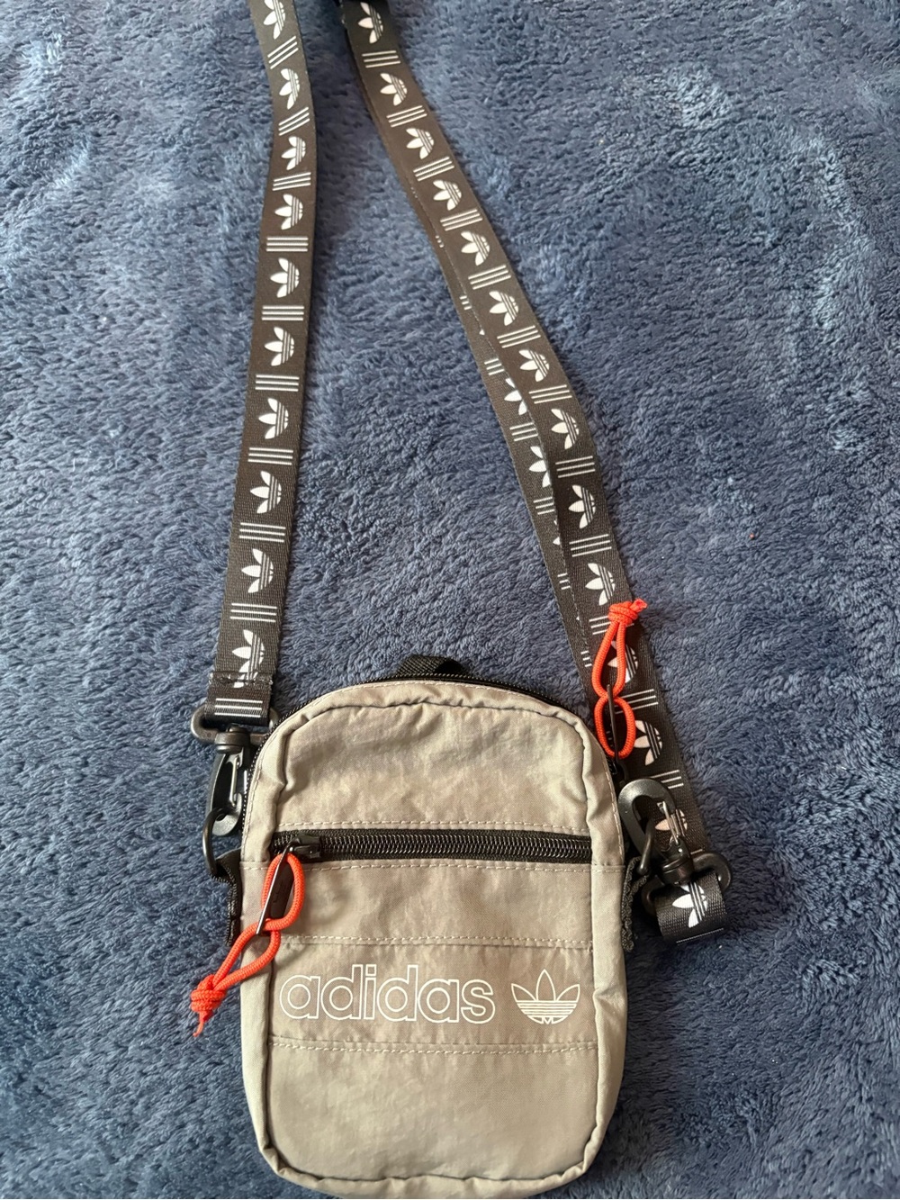 adidas Olive Green Crossbody Pouch with Black Branded Strap